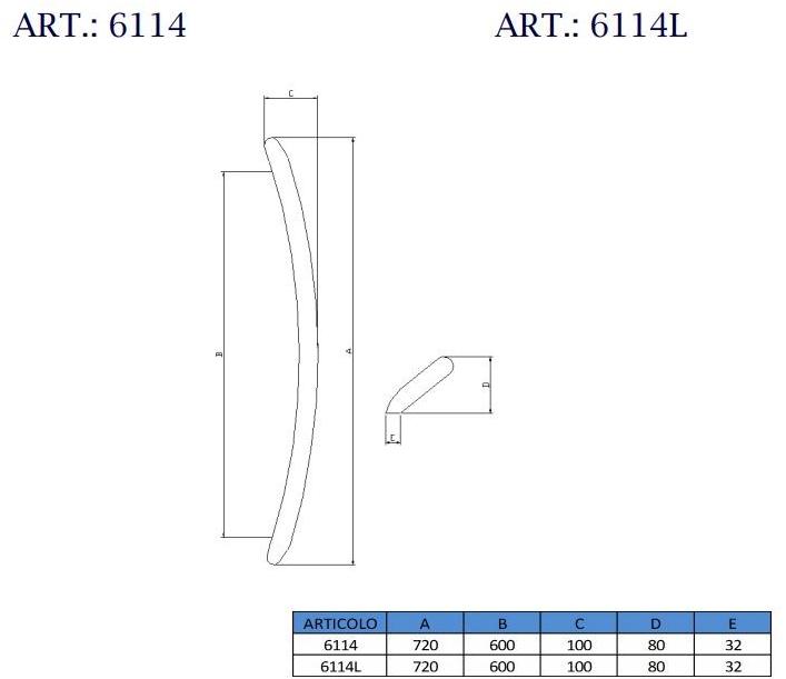 Pasini Ручка из нержавеющей стали  6114  - Вид №1