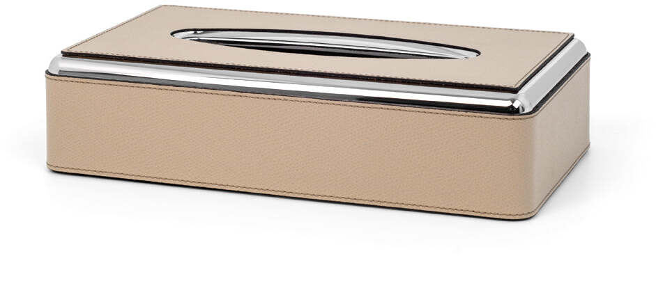 Прямоугольная коробка для салфеток - 14X26XH6 см / металлическая отделка_золото / зернистая кожа_темно-синий