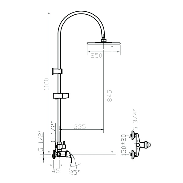 35-06/C OKSA  Смеситель для душа  ARGO kran 3506coksa - Вид №1