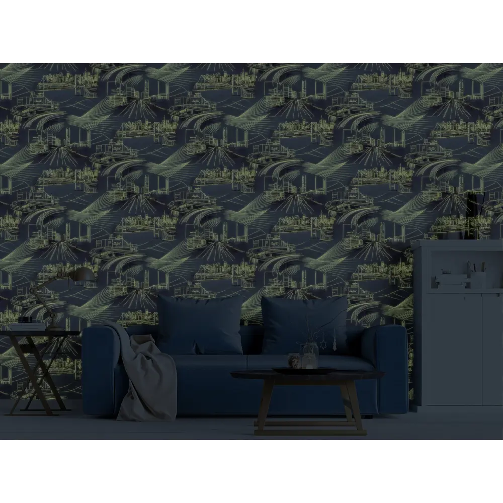 Обои флизелиновые Аспект Сити серые 1.06 м 70234-14 светящиеся в темноте АСПЕКТ РУ STLM-2046527 - Вид №4