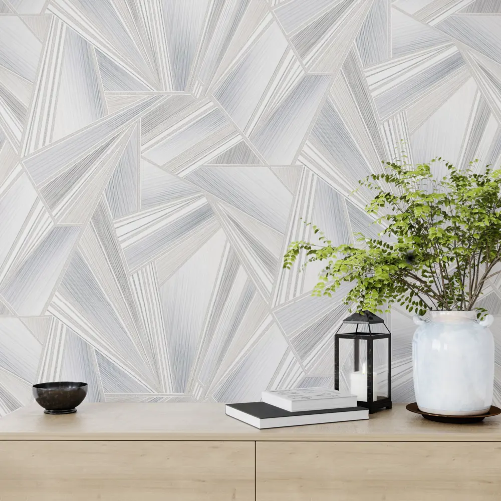 Флизелиновые обои Wallsecret Crystal с графическим узором в серо-голубых тонах 89024558 STLM-0831320 - Вид №4