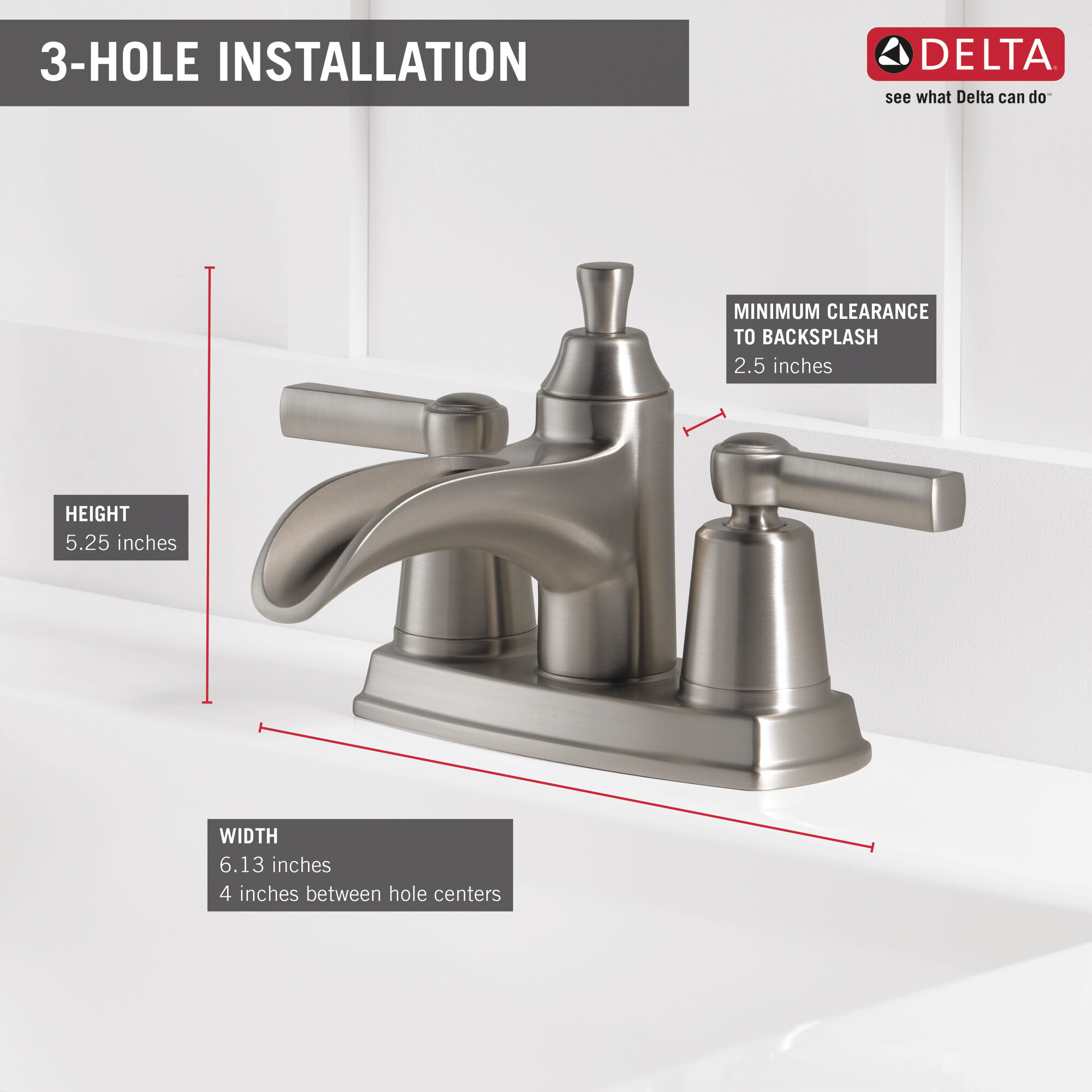 Смеситель с двумя ручками Delta Faucet Davis 25746LF-SP - Вид №1