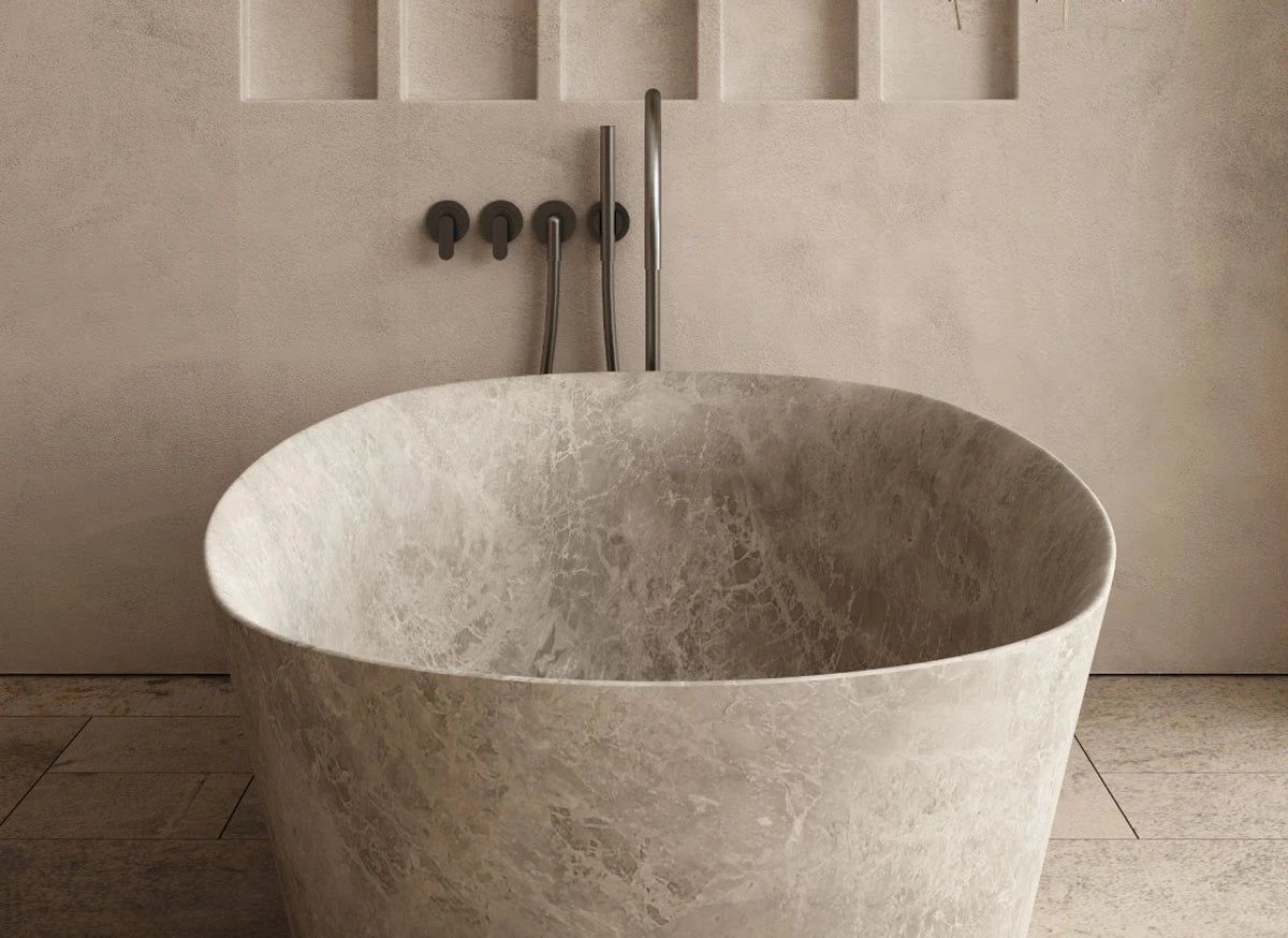 Мраморная овальная ванна в центре комнаты COCOON Maison ARCH-00047825 - Вид №10