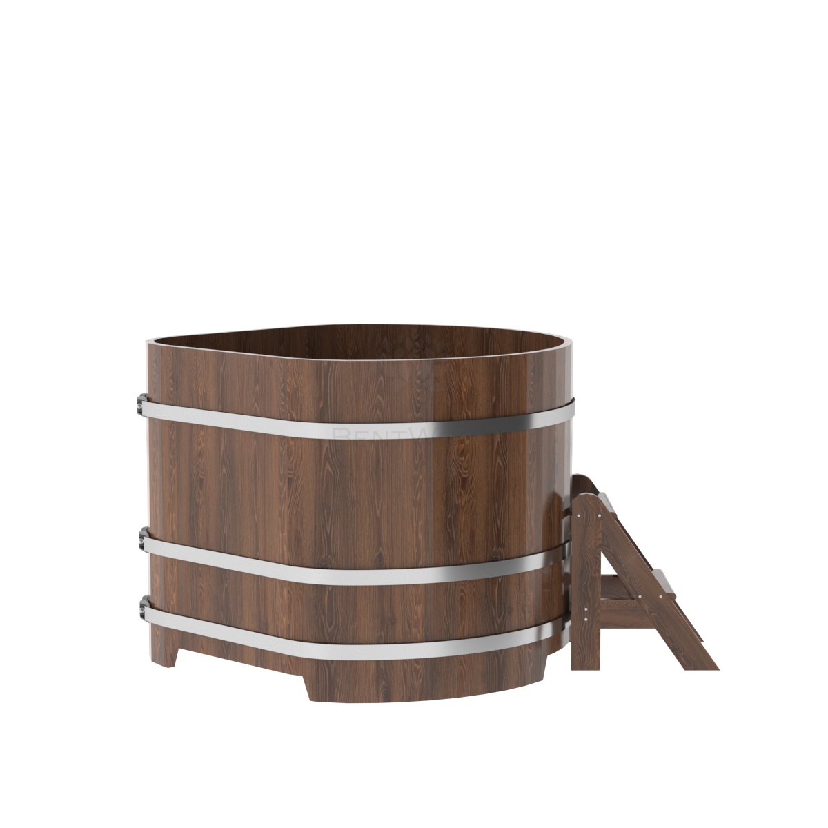 1354 Купель угловая из дуба 1,19х1,19х1,0 морёная Alyarus  - Вид №2