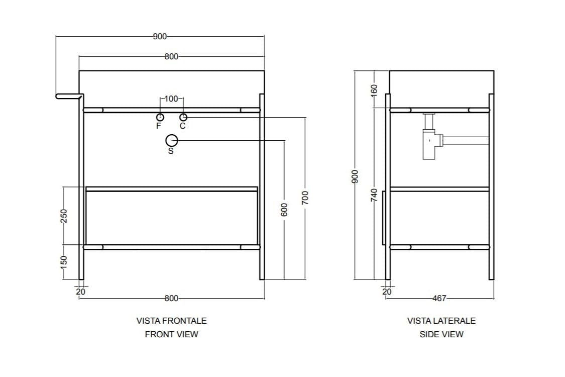 Напольная раковина из нержавеющей стали и дерева с ящиками Axa вещь ARCH-00144484 - Вид №8