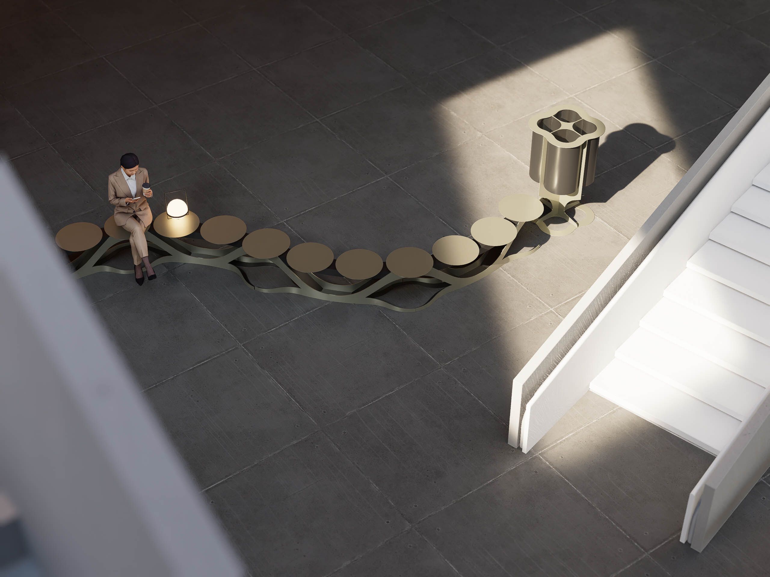 Стальная стойка для мусора с порошковым покрытием с крышкой CITYSì плющ ARCH-00076273 - Вид №5