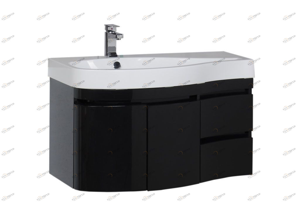 Тумба с раковиной Aquanet Сопрано 95 L черный (2 дверцы 2 ящика) 0016963400169395