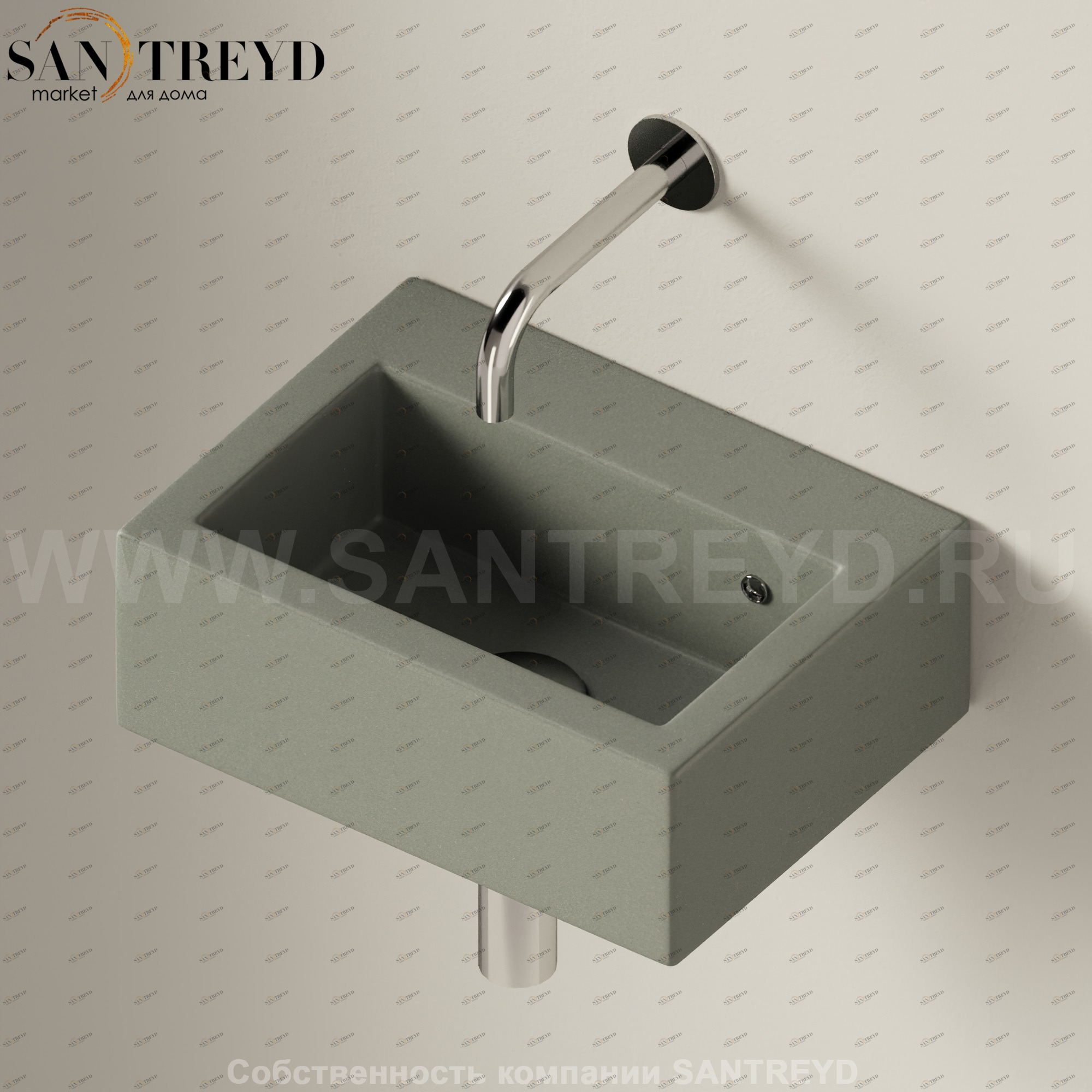 50887037 Подвесная раковина настенная прямоугольная Ceramica Flaminia Acquagrande серая