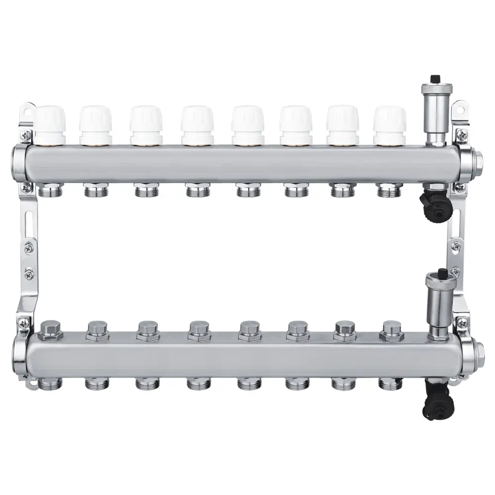 Коллекторная группа СПЕЦ для теплого пола 8 выходов нержавеющая сталь 89351135 STLM-1568080