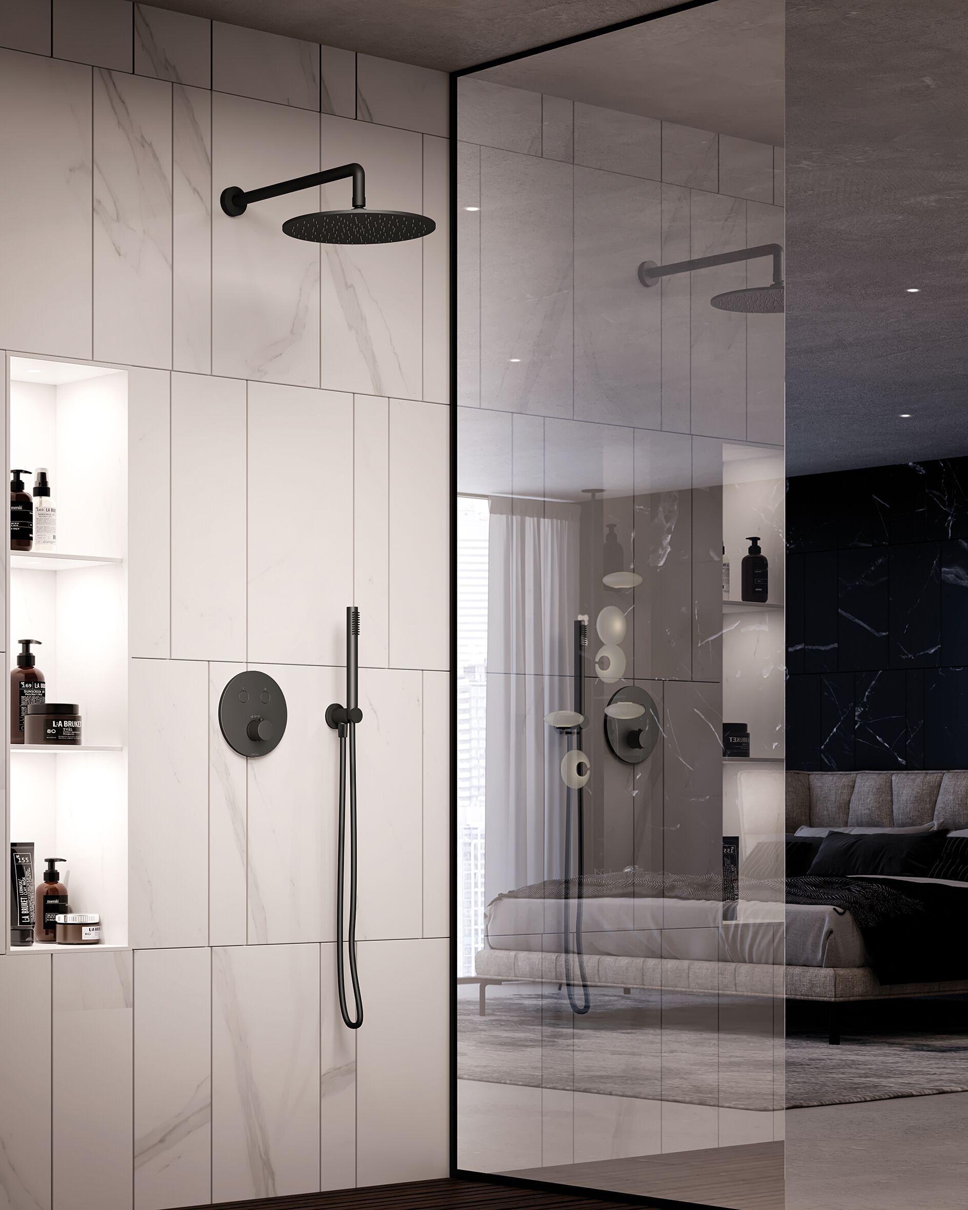 Термостатический встраиваемый смеситель для душа с переключателем RUBINETTERIA PAFFONI Compact Box ARCH-00013636