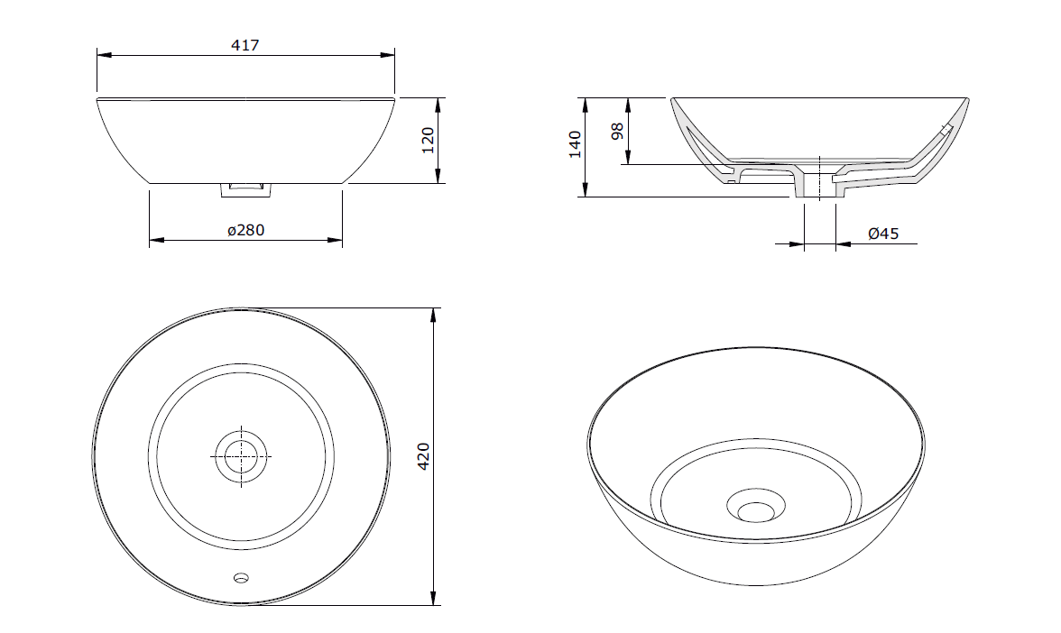 136779004 Накладная раковина на столешницу  круглая Sanindusa  - Вид №1