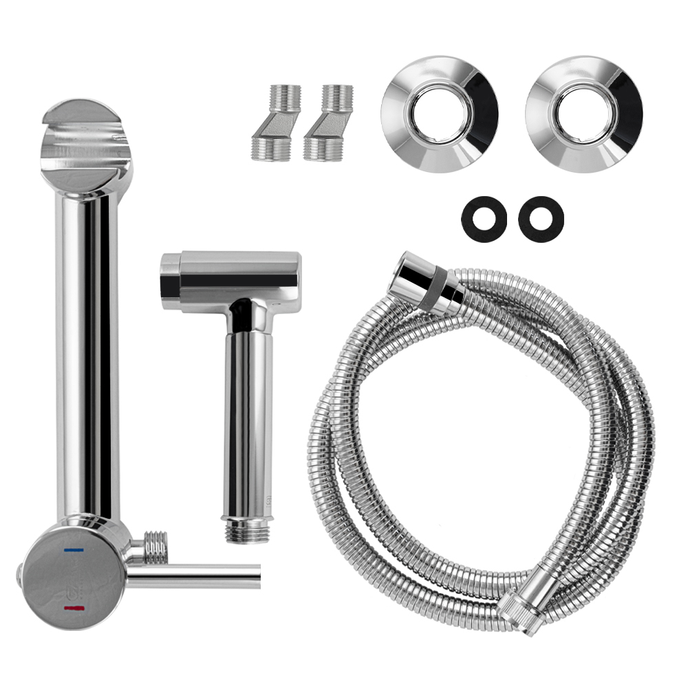 GFmark - Набор биде гигиенический, смеситель для ГОРЯЧЕЙ и ХОЛОДНОЙ воды + лейка + шланг, код: 2066  - Вид №4