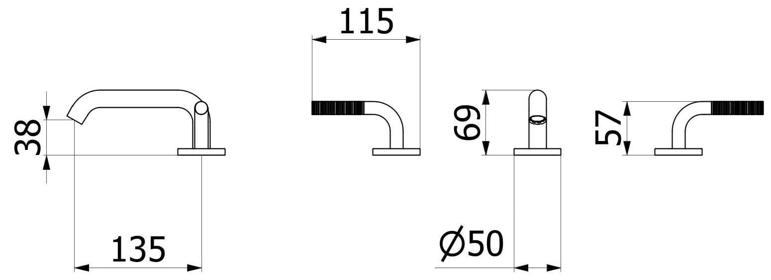 Смеситель для раковины с 3 отверстиями для пола с автоматическим сливом IB винил ARCH-00118431 - Вид №11