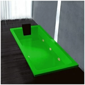 Ванна Gruppo treesse Quadra 170 V072B-SX-ZEZ зелёная с золотой фурнитурой гидромассажем и дезинфекцией прямоугольная встроенная левая