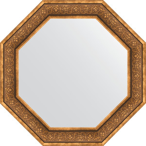 BY 3840 Зеркало в багетной раме - вензель бронзовый 101 mm EVOFORM Octagon