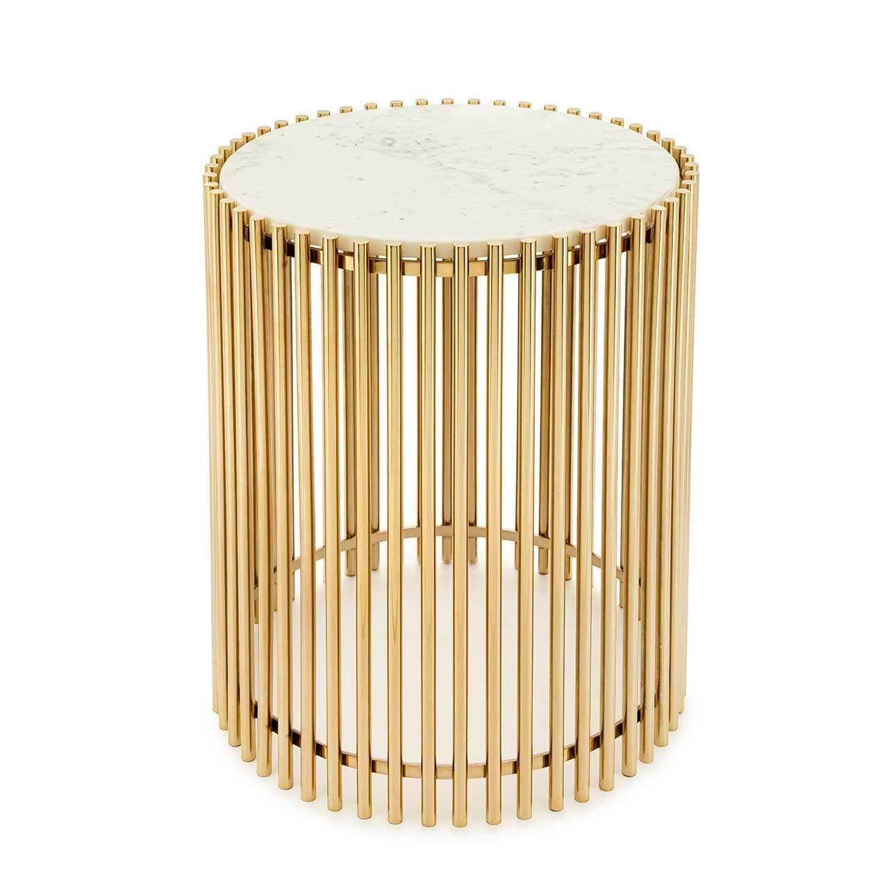 450299-18 ABHIKA БОКОВОЙ СТОЛ SPIN H51 D44 WHITE/GOLD 