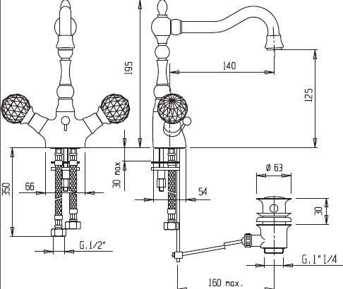 Смеситель для раковины CEZARES ATLANTIS-LS2-01-Sw/M - Вид №1