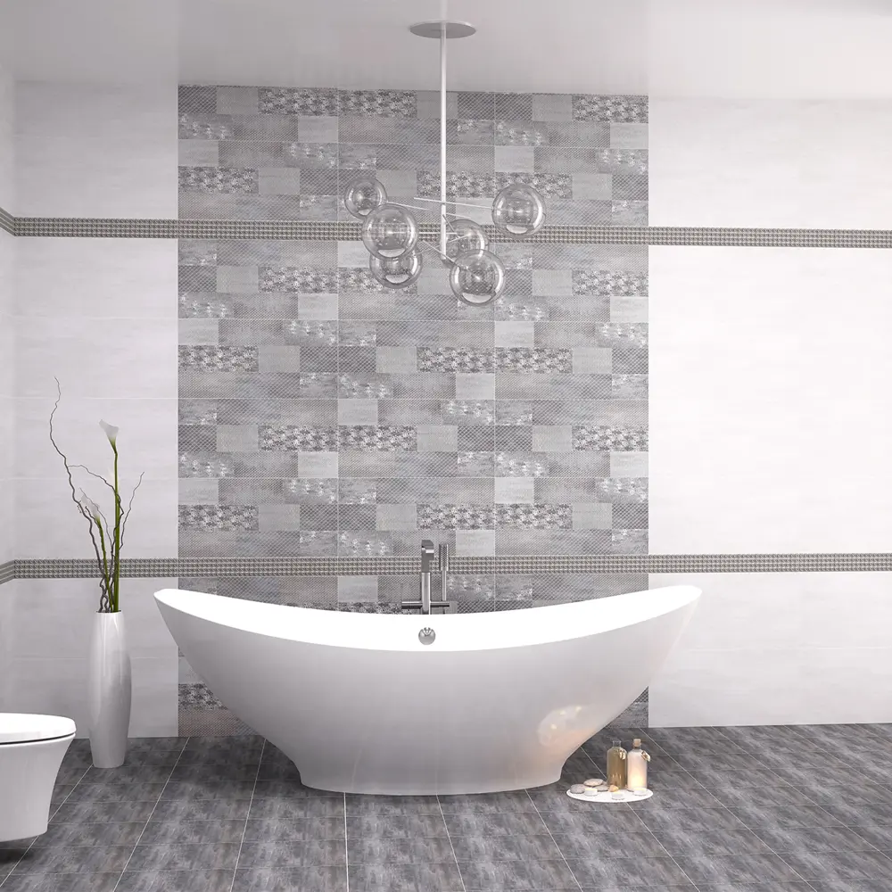 Бордюр настенный Azori Pandora Geometry 7.5x63 см цвет серый STLM-2095184 - Вид №3