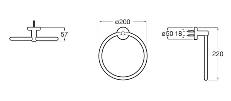 Держатель для полотенец с металлическим кольцом Roca Compas ARCH-00109062 - Вид №2