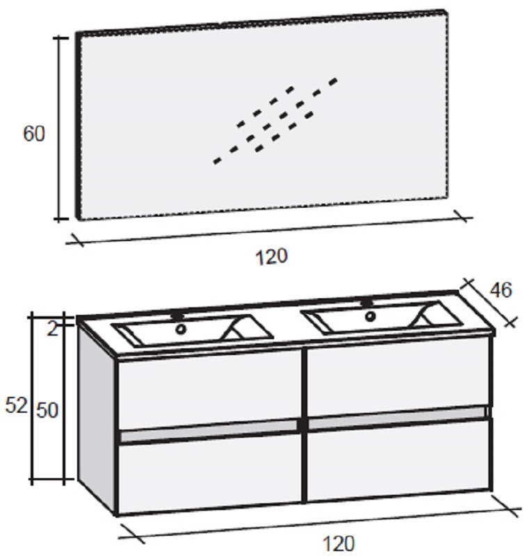 FPO120DP5S15 Комплект мебели Riho Porto Santreyd - Вид №1