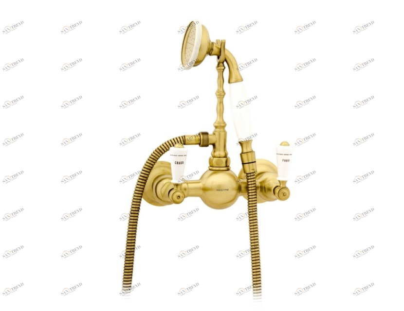 035019.M00.30 Душевой набор с фарфором Античная латунь Mestre RETRO