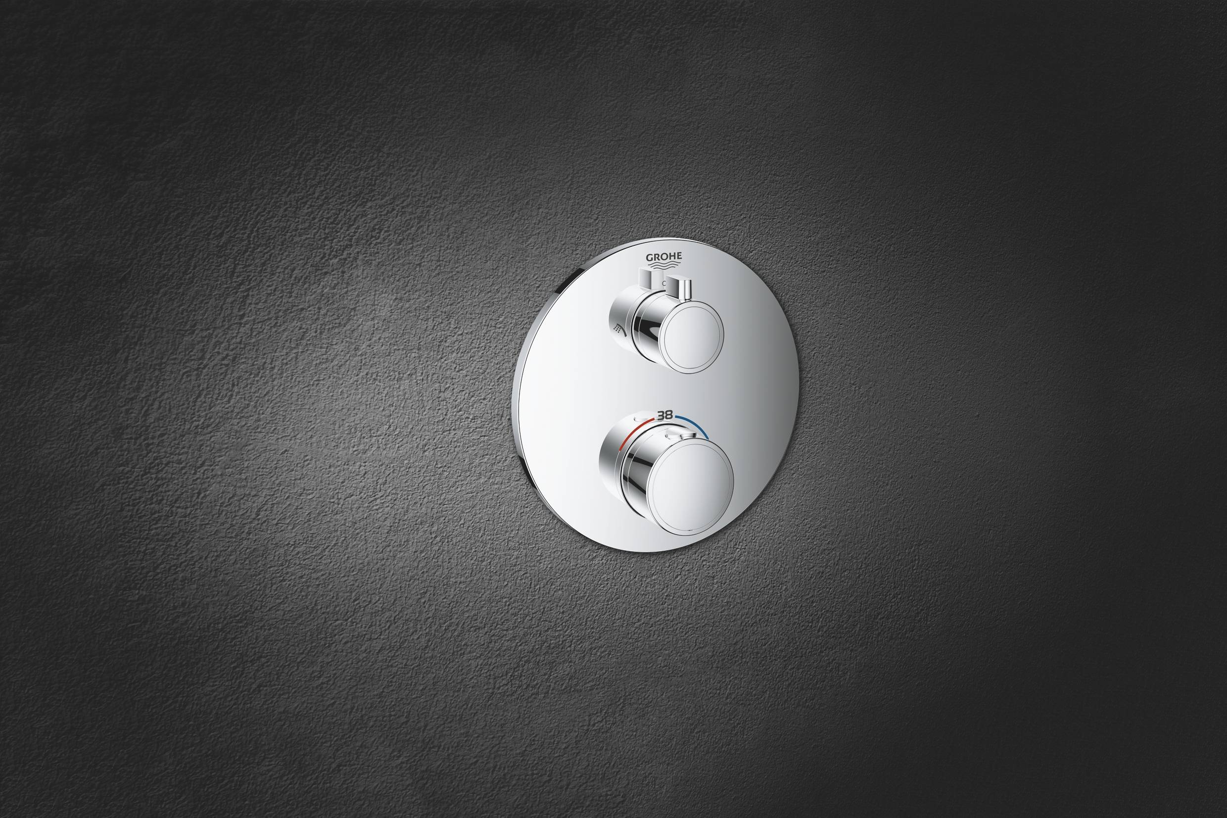 Термостатический смеситель для душа GROHE Grohtherm с переключателем на 2 положения, внешняя часть, круглая розетка, хром (24076000) - Вид №3