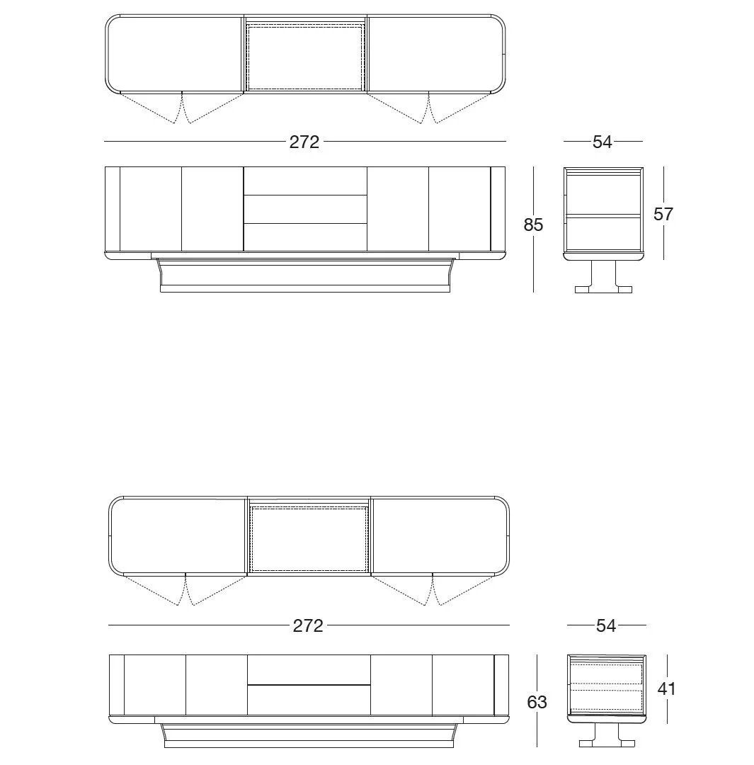Двухсторонний шкаф с дверцами и ящиками из кожи и дерева Longhi Loveluxe 2021-Rhythm'21 collection ARCH-00054581 - Вид №4