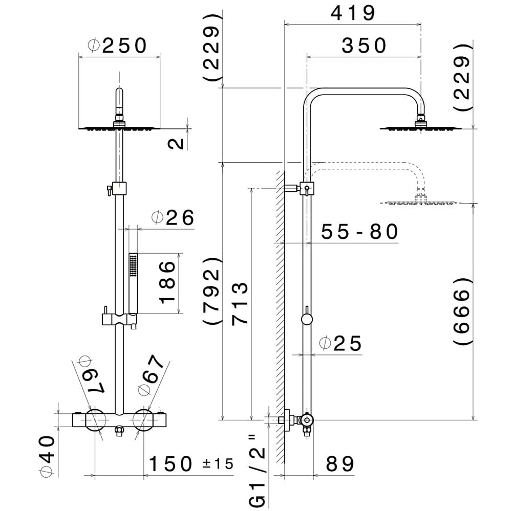 Термостатическая душевая колонна Newform душевые колонны ARCH-00102008 - Вид №2