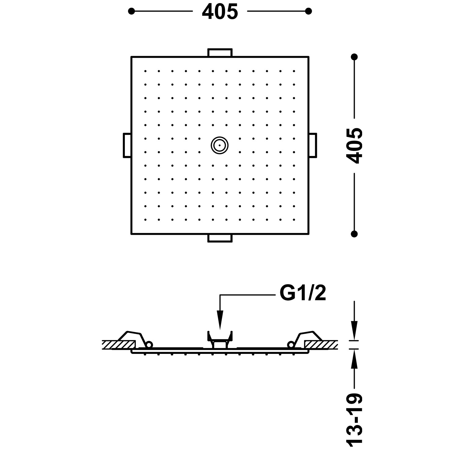 Скрытая потолочная насадка для душа-13495102BM TRES Showers - Вид №1