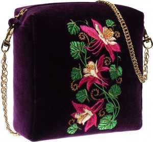 10660417 Торжокские золотошвеи Сумка "Аквилегия" бархат Разм. 15*15*6,5 Мод. 982 Бархат