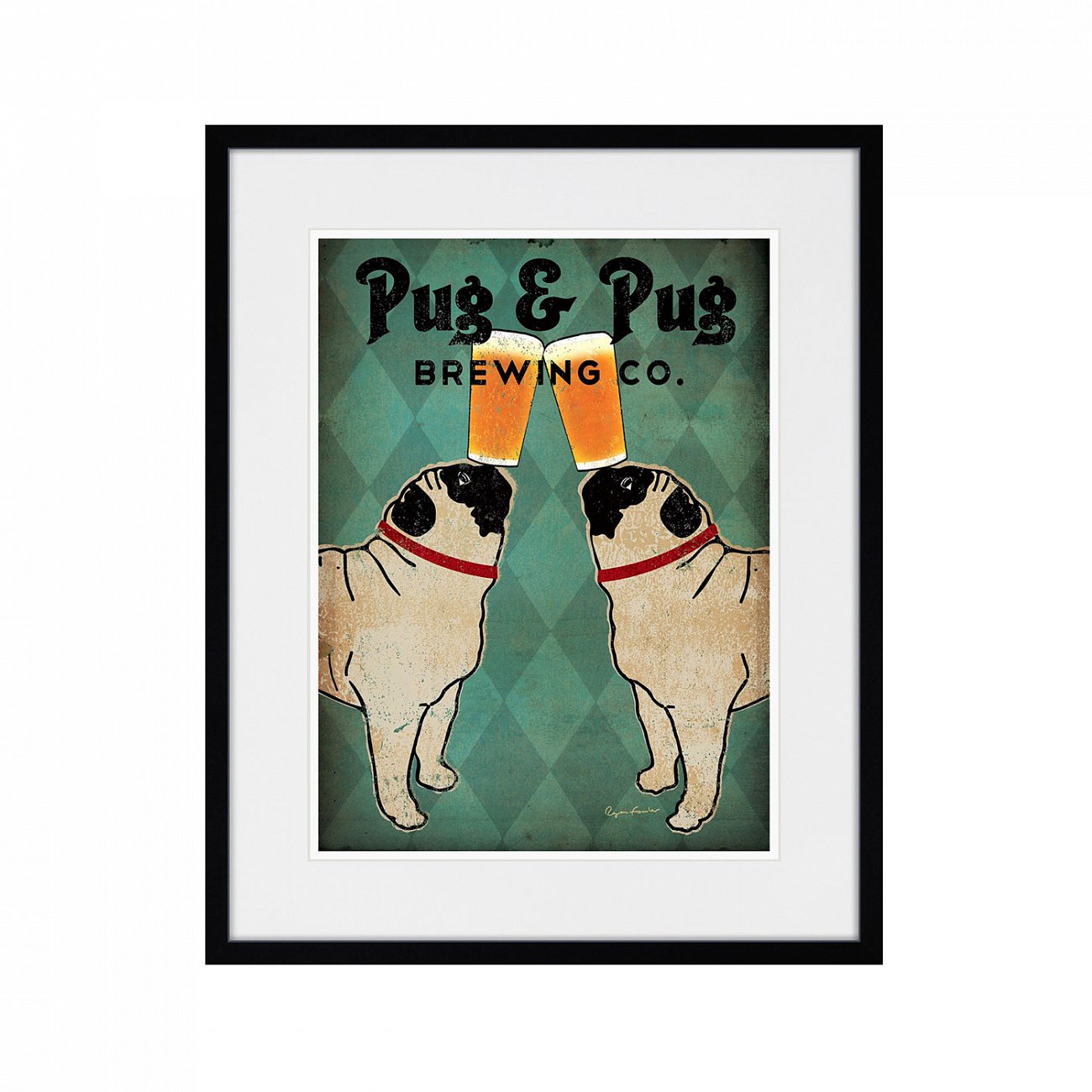 Картина 52х42 см Pug and Pug Brewing Co. КАРТИНЫ В КВАРТИРУ  00-3894690 Зеленый  - Вид №1