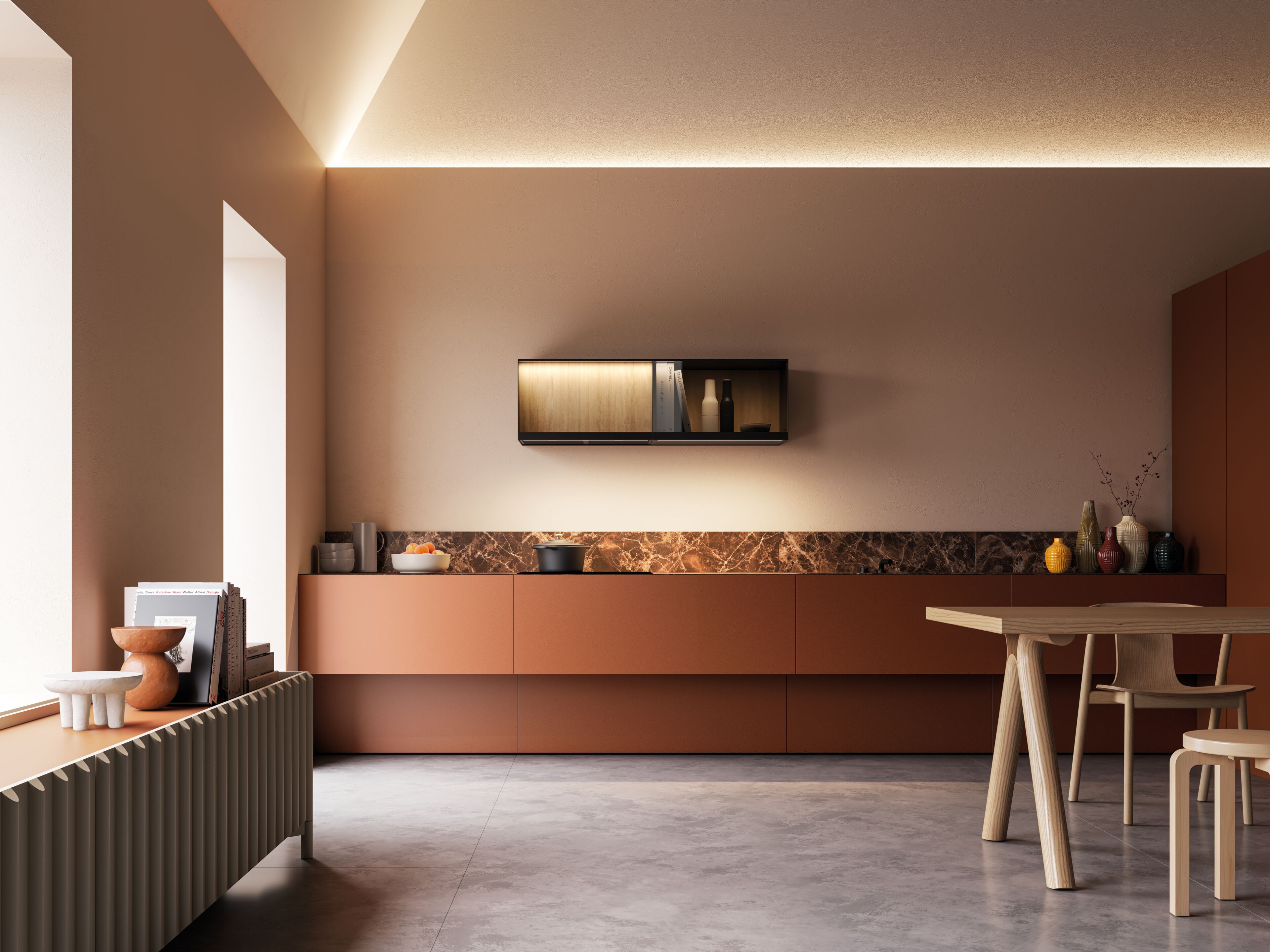 Стальная вытяжка со встроенным настенным освещением Falmec дизайн ARCH-00027134 - Вид №1