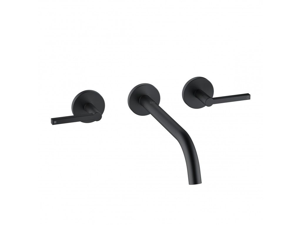 201463915 настенный смеситель для умывальника Puristic KLUDI NOVA FONTE матовый черный 