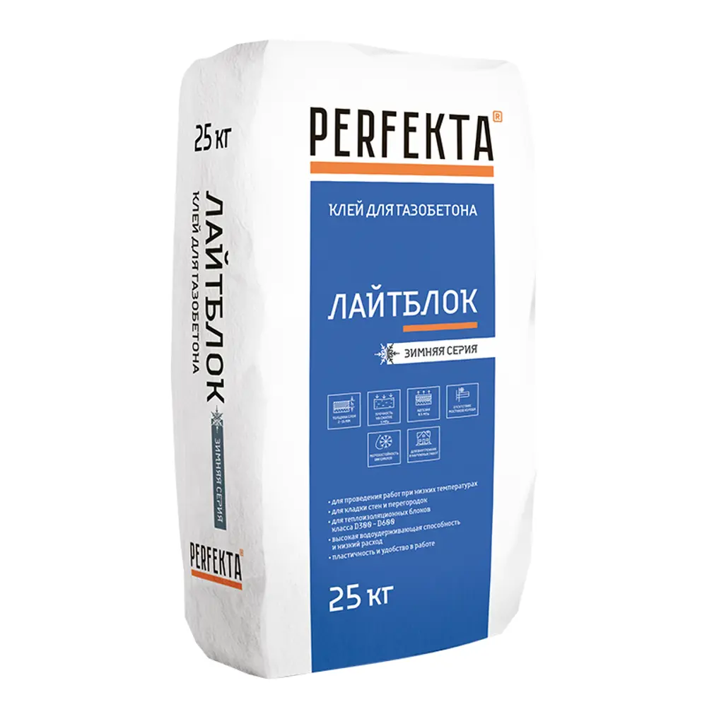 Клей для блоков Perfekta Лайтблок зимний 25 кг Лайтблок Зима STLM-2093336