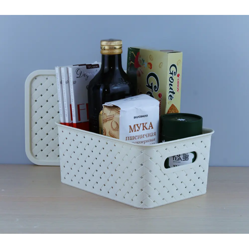 Корзинка с крышкой Violet Береста 23.5x17.3x10.6 см прямоугольная цвет белый STLM-2114213 - Вид №2