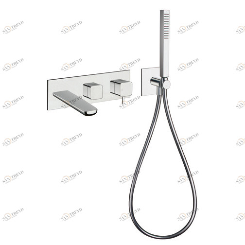 CRIKG102 Внешние части смесителя для ванны / душа для CRICS100 (правая сторона) - CRICS101 (левая сторона) с переключателем на 2 выпускных отверстия, гибким шлангом LONG LIFE, ручным душем из латуни с защитой от известкового налета и металлической пластин CRISTINA Rubinetterie 