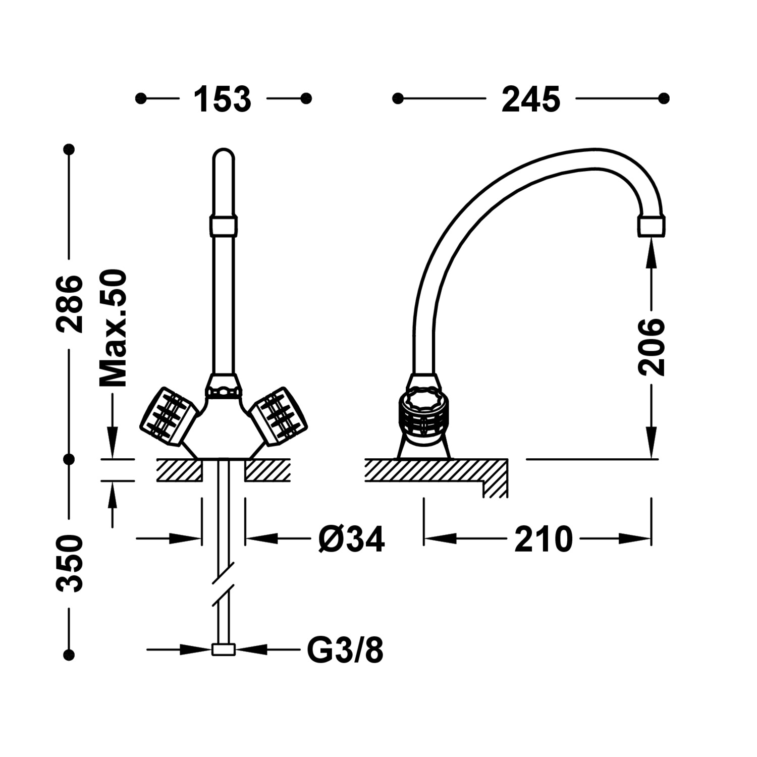 СМЕСИТЕЛИ для КУХНИ с двумя ручками для кухни-123342 TRES Kitchen - Вид №1