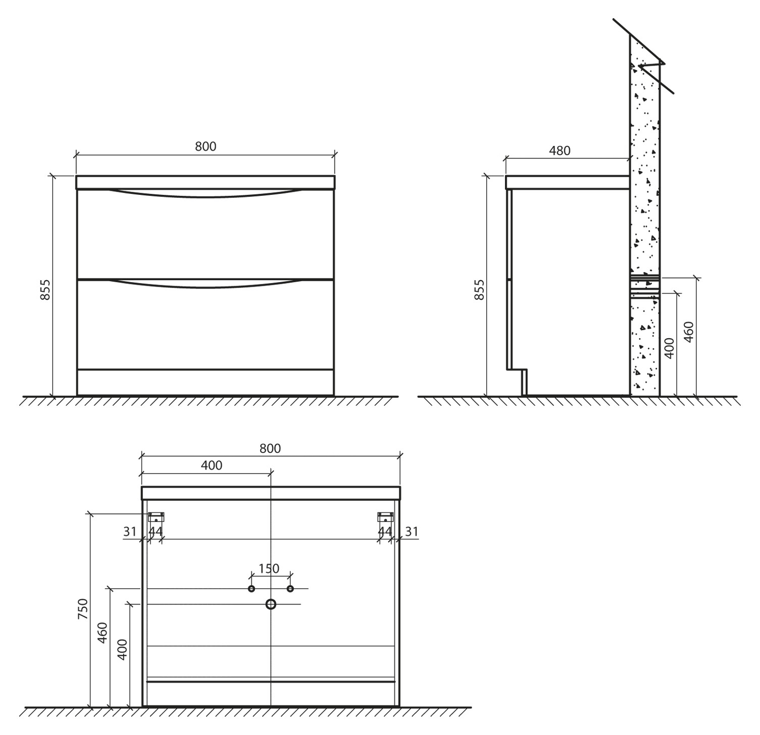 Мебель для ванной BelBagno ANCONA-N-800-2C-PIA-BF  - Вид №2