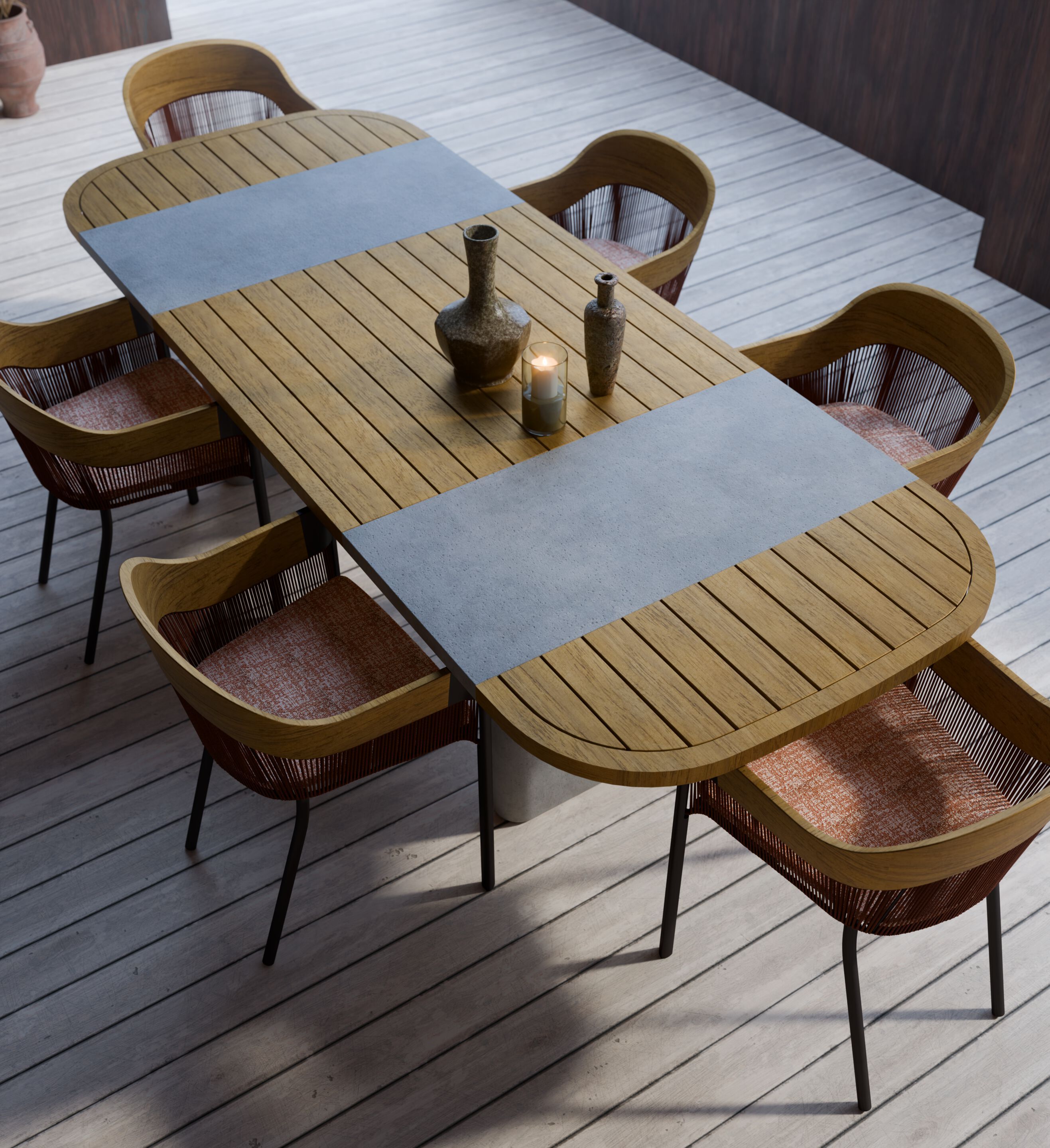 Деревянный и веревочный садовый стул с подлокотниками YAAZ Kenda ARCH-00006389 - Вид №2