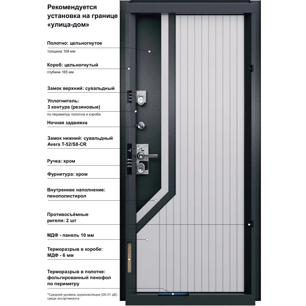 Дверь входная металлическая Стартер Про 88x205 см правая бьянко TOREX STLM-2026501 - Вид №23