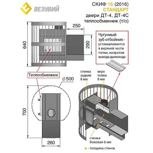 Печь для бани Везувий Скиф Стандарт 16 (ДТ-4С) 2016 с теплообменником 59 - Вид №1