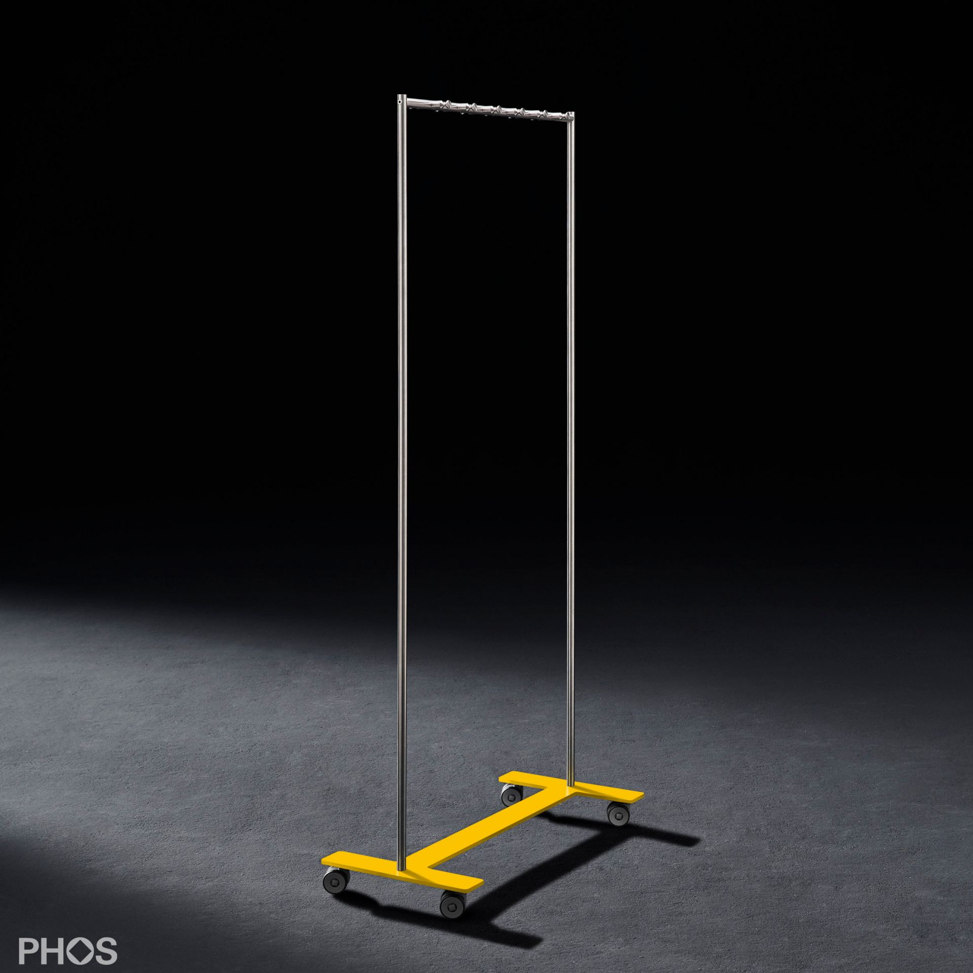 GWT2-BPGe Шкаф на колесиках с 12 крючками для одежды, основание: желтое. PHOS  - Вид №1