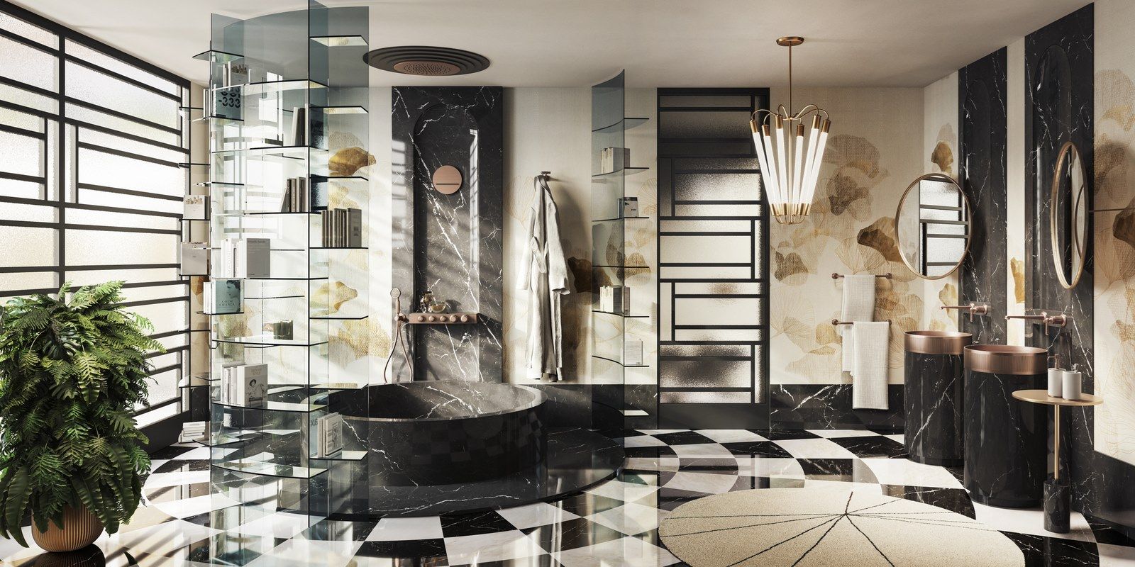 Металлический настенный смеситель для ванны с 2 отверстиями Gessi Venti20 ARCH-00143234 - Вид №1