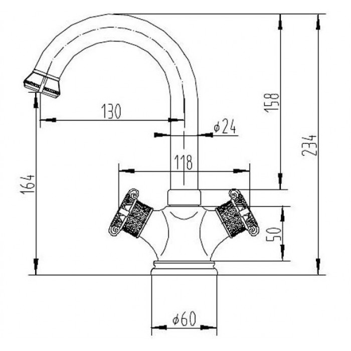 Zorg A 2006U-BR бронза для умывальника Смеситель для кухни Zorg 164 х 130 мм  - Вид №2