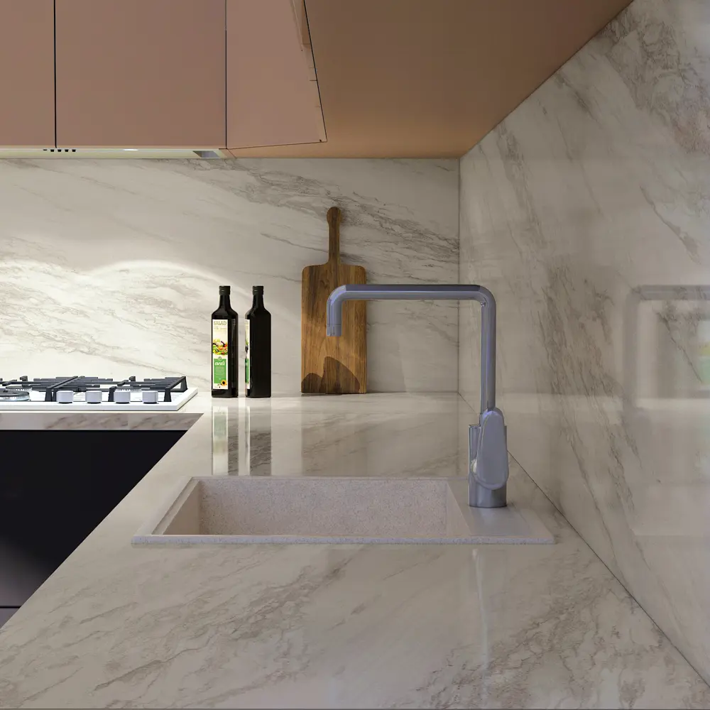 Столешница KONSENSA Стоун 120x60x3.8 см ДСП цвет бежевый ДСП Прямой угол STLM-2132460 - Вид №4