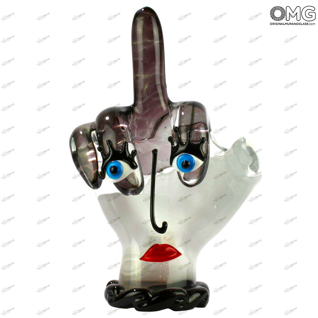 4693 ORIGINALMURANOGLASS Провокацинная скульптура Средний палец - Pop Art - Пикассо - муранское стекло 15 см PICASSO
