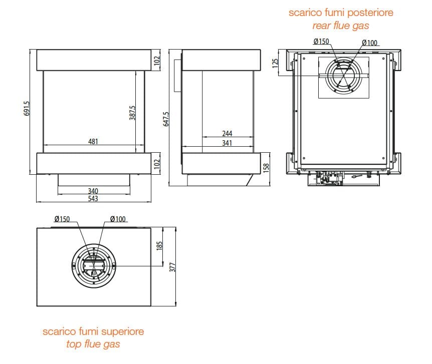 Настенный газовый камин с тройным фасадом ITALKERO SORRENTO ARCH-00141284 - Вид №12
