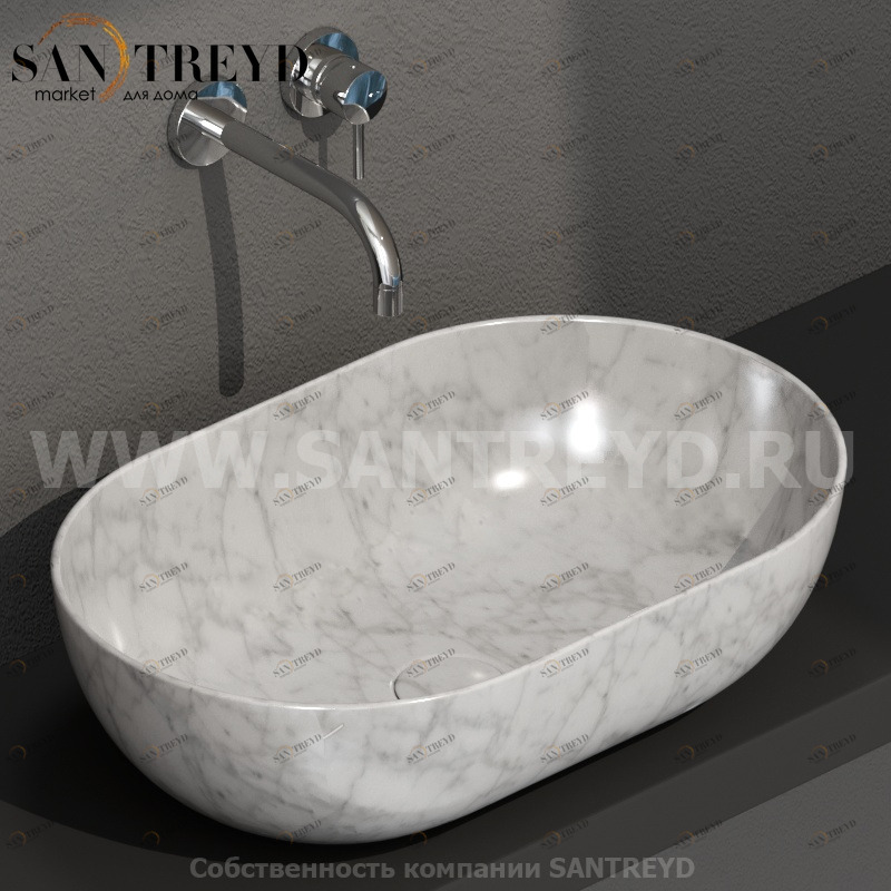 B6O54MC Накладная раковина на столешницу  овальная Ceramica Globo T-EDGE