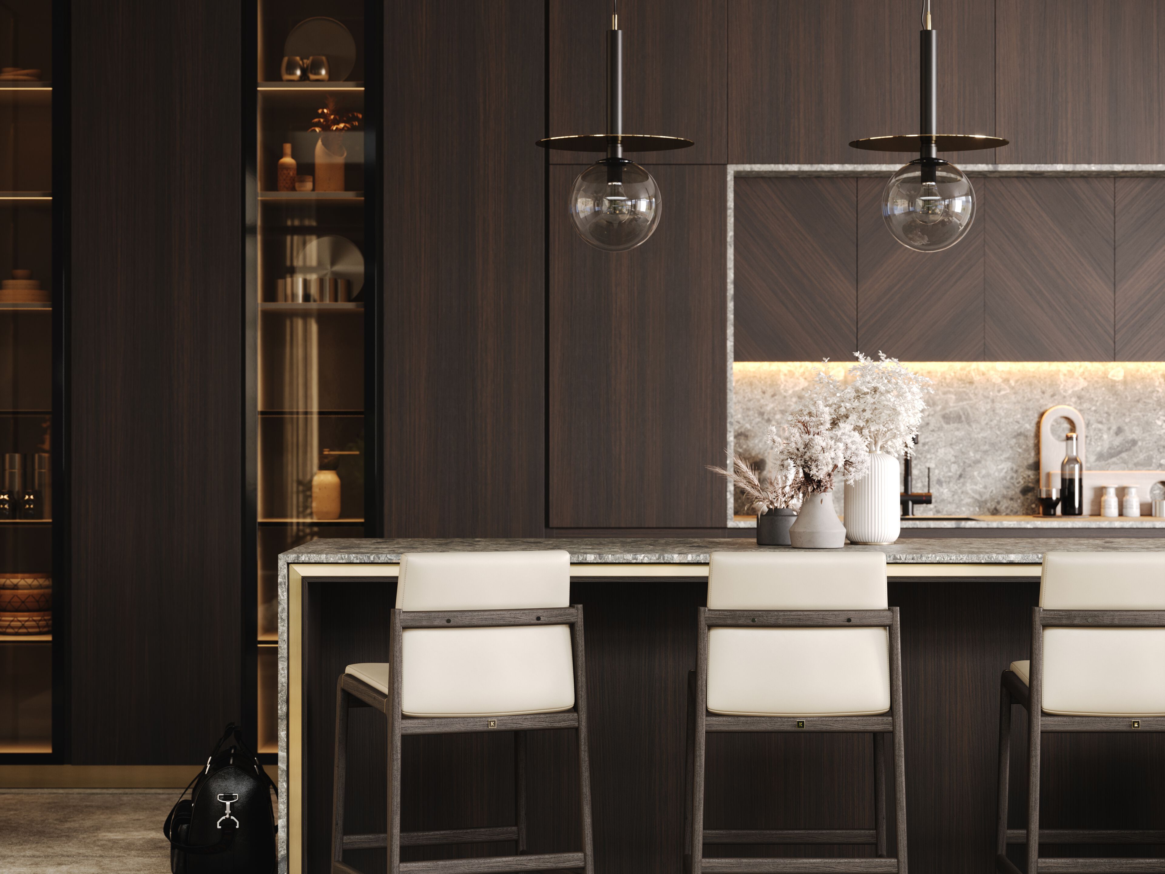 Высокий кожаный стул Laskasas холст ARCH-00073338 - Вид №3