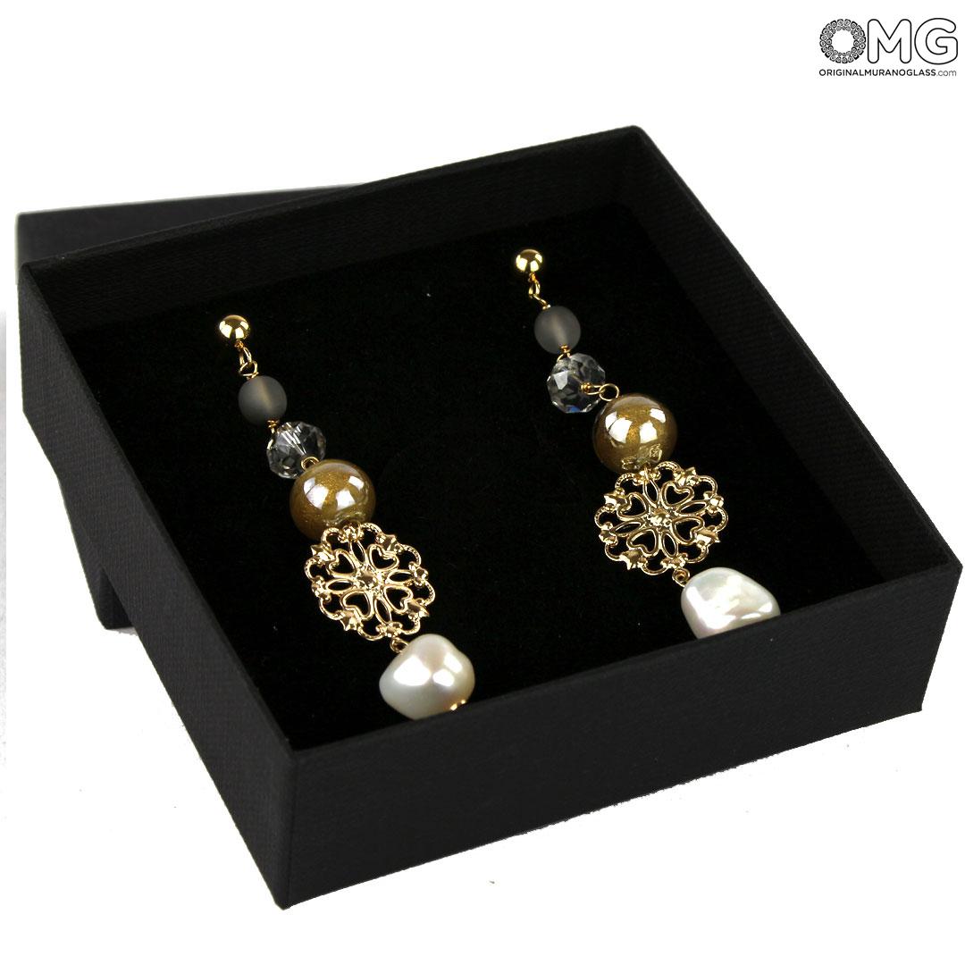 3822 ORIGINALMURANOGLASS Серьги Кристалл - Коллекция Antica Murrina - муранское стекло OMG 6 см  - Вид №1